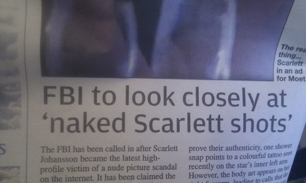 FBI to look closely at naked Scarlett shots